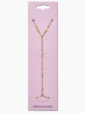 NEW Crystal Hand Chain Gold-tone Cubic Zirconia Crystal Haze Dainty Y-Style